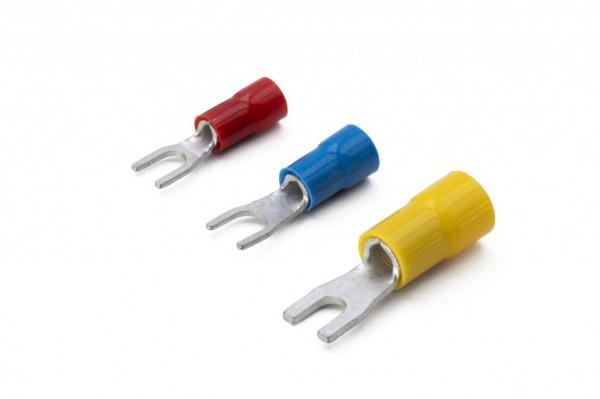 GF-U8. Cosse préisolée fourche jaune (4 à 6 mm²) - Diam. 8 mm