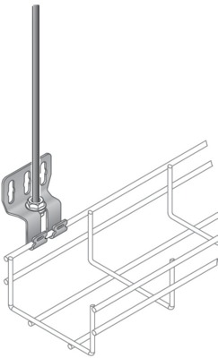 Support vertical SV 50, finition SZ. Pour chemin de câbles fil. Utilisable en suspension par tige filetée 6-8 mm, réglable en 3 positions, mains libres : blocage en translation. - visuel 1