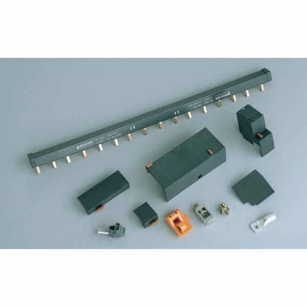 Acti 9 - Peigne de raccordement - 3P+N - 4 voies 3P+N - Ie 125A 40°C - Ue 500 V CA - 24 modules de 18 mm - découpable - Pas de raccordement : 27mm - gris anthraciteRAL 7016 ) - visuel 1