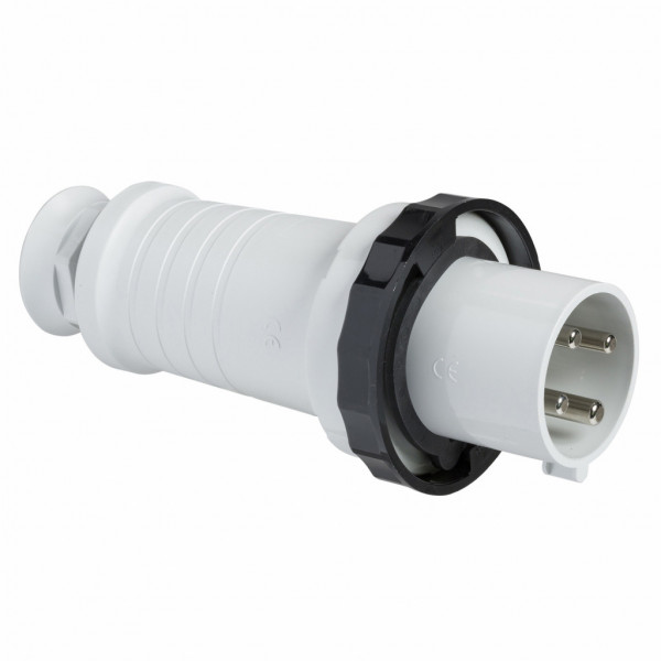 Mureva - fiche industrielle - basse tension - droit - 63A - 3P+T - 480...500 V - 50/60 Hz - IEC 60309-1 et 2 - vis imperdables - Diam. câbles : 17 à 31mm - IP67 - IK08 - 850°C - gris ( RAL 7035 ) - noir - visuel 1