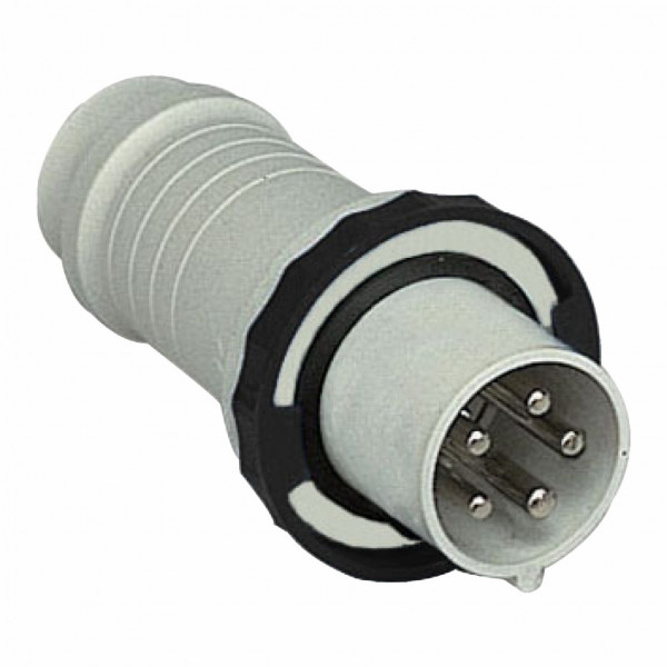 Mureva - fiche industrielle - basse tension - droit - 63A - 3P+N+T - 480...500 V - 50/60 Hz - IEC 60309-1 et 2 - vis imperdables - Diam. câbles : 17 à 31mm - IP67 - IK08 - 850°C - gris ( RAL 7035 ) - noir - visuel 2