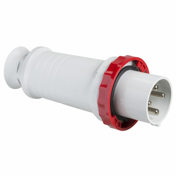 Mureva - fiche industrielle - basse tension - droit - 125A - 3P+T - 380...415 V - 50/60 Hz - IEC 60309-1 et 2 - vis imperdables - Diam. câbles : 26 à 48mm - IP67 - IK08 - 850°C - gris ( RAL 7035 ) - rouge - visuel 1