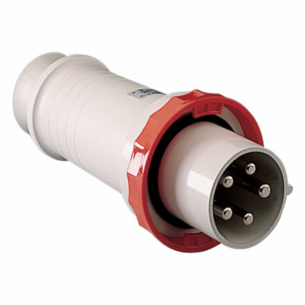 Mureva - fiche industrielle - basse tension - droit - 125A - 3P+N+T - 380...415 V - 50/60 Hz - IEC 60309-1 et 2 - vis imperdables - Diam. câbles : 26 à 48mm - IP67 - IK08 - 850°C - gris ( RAL 7035 ) - rouge - visuel 2