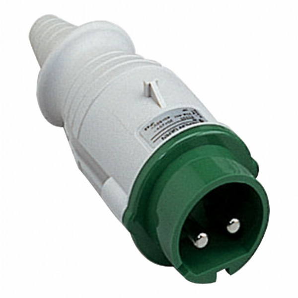 Mureva - fiche industrielle - très basse tension - droit - 32A - 3P - 20...25 V | 40...50 V - 100/200 Hz - IEC 60309-1 et 2 - vis imperdables - Diam. câbles : 6 à 23mm - IP44 - IK08 - 850°C - gris ( RAL 7035 ) - vert - visuel 2