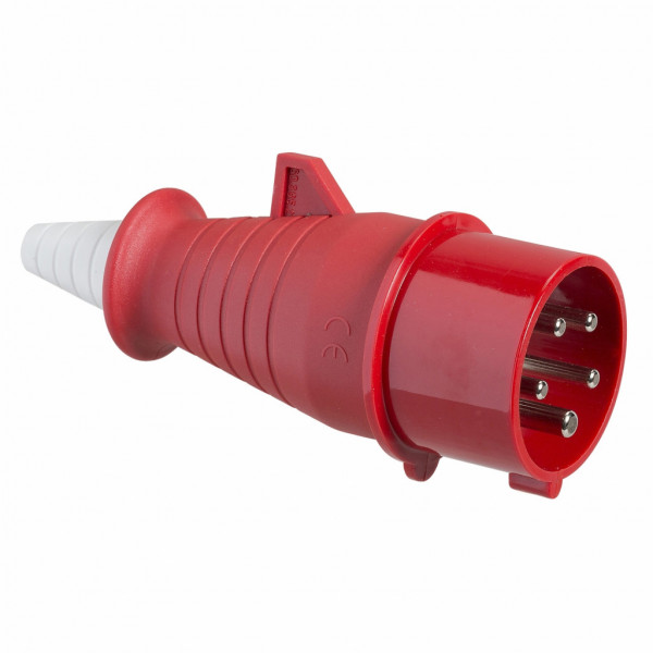 Mureva - prise mobile avec inverseur de phase - industriel - basse tension - droit - 16A - 3P+N+T - 380...415 V - 50/60 Hz - IEC 60309-1 et 2 - vis imperdables - Diam. câbles : 8 à 15mm - IP44 - 850°C - gris ( RAL 7035 ) - rouge - visuel 1