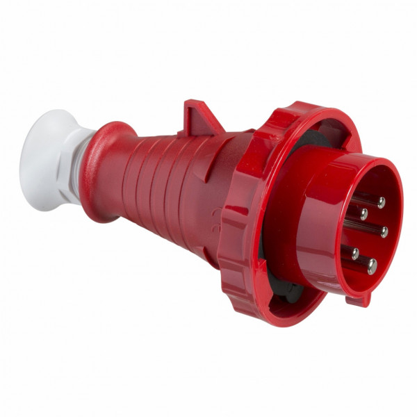 Mureva - prise mobile avec inverseur de phase - industriel - basse tension - droit - 16A - 3P+N+T - 380...415 V - 50/60 Hz - IEC 60309-1 et 2 - vis imperdables - Diam. câbles : 8 à 15mm - IP67 - 850°C - gris ( RAL 7035 ) - rouge - visuel 1