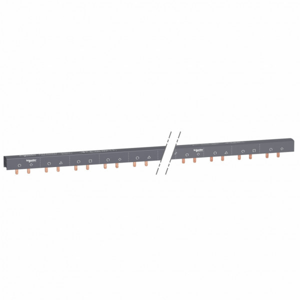 Acti 9 - Peigne de raccordement - 3P+N - 22 voies Aux + P+N - Ie 100A 40°C - Ue 415 V CA - 57 modules de 18 mm - découpable - Livré avec embout - Pas de raccordement : 18mm - blanc RAL 9003 - visuel 1