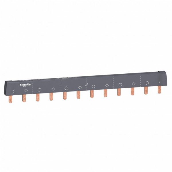 Acti 9 - Peigne de raccordement - 1P+N - 6 voies 1P+N - Ie 100A 40°C - Ue 415 V CA - 12 modules de 18 mm - découpable - Pas de raccordement : 18mm - blanc RAL 9003 - visuel 1