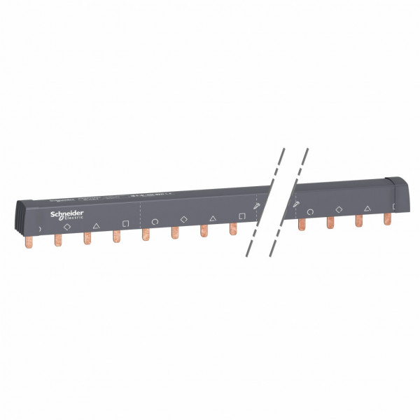 Acti 9 - Peigne de raccordement - 3P+N - 6 voies 3P+N - Ie 100A 40°C - Ue 415 V CA - 24 modules de 18 mm - découpable - Pas de raccordement : 18mm - blanc RAL 9003 - visuel 1
