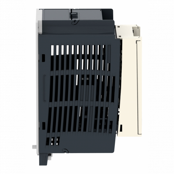 Altivar - ATV12 - variateur de vit. - 0,75kW 1CV - 200..240V - 1ph - radiateur - H143mmxL72mmxP131,2mm - puissance moteur : 1hp - puissance moteur : 0,75 kW - avec filtre CEM - IP20 - connecteur RJ45 - 2 fils RS 485 - visuel 3