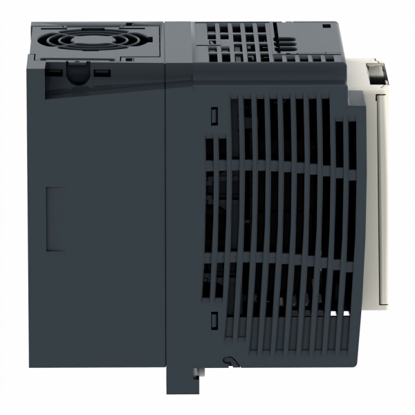 Altivar - ATV12 - variateur de vit. - 0,75kW 1CV - 100..120V - 1ph - radiateur - H142mmxL105mmxP156,2mm - puissance moteur : 1hp - puissance moteur : 0,75 kW - sans filtre CEM - IP20 - connecteur RJ45 - 2 fils RS 485 - visuel 3