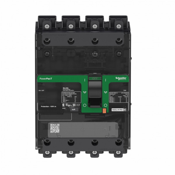 PowerPact B - disjoncteur - thermique-magnétique - déclencheur TM-D 35A - 4P 4t - code pdc D - commande par maneton - bornes Everlink - HLP : 137x108x80mm - larg. 12 pas de 9 mm - visuel 1