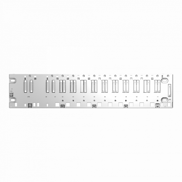 Modicon X80 - rack 10 positions Ethernet & Bus X - alimentation redondante & alimentation standard - IP20 - emplacements : 8 bus X + Ethernet, 2 bus X - vis - visuel 1
