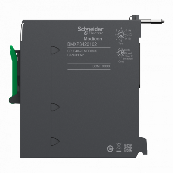 Modicon M340 - processeur - 1024 E/S TOR 256 E/S ANA - 1Modbus - 1 CAN - 11 emplacements - E/S TOR : 1024 E/S configuration multi-racks, 704 E/S rack individuel - processeur E/S analogique : 66 E/S conf. rack ind., 256 E/S multi-racks - visuel 4