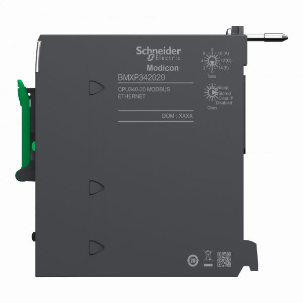 Modicon M340 - processeur - 1024 E/S TOR 256 E/S ANA - 1Modbus - 1Ethernet - 11 emplacements - E/S TOR : 1024 E/S configuration multi-racks, 704 E/S rack individuel - processeur E/S analogique : 66 E/S conf. rack ind., 256 E/S multi-racks - visuel 4