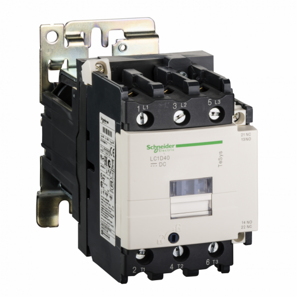 TeSys D - contacteur EN45545 - 3P(3NO) - AC3 <=440V 65A - 24Vcc - cosses fermées - H127mmxL75mmxP176mm - app. : charge résistive (AC-1), commande moteur (AC-3) - tension assignée : circuit de puissance: <= 1000 V CA 25...400 Hz - IP20 - visuel 1