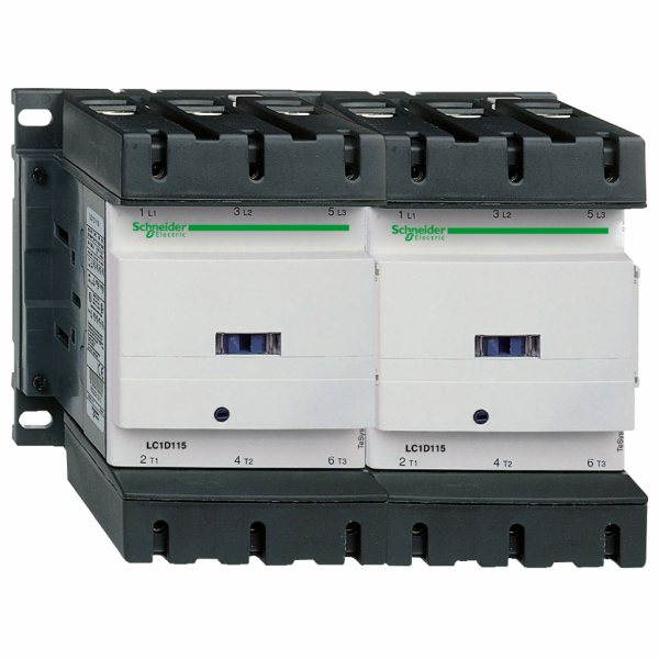 TeSys LC2D - contacteur inverseur - 3P - AC-3 440V - 115A - bobine 230Vca - H158mmxL266mmxP148mm - IP20 - application : charge résistive (AC-1), commande moteur (AC-3) - catégorie d'emploi : AC-1, AC-3, AC-3e - 3 pôles - 3NO - visuel 2