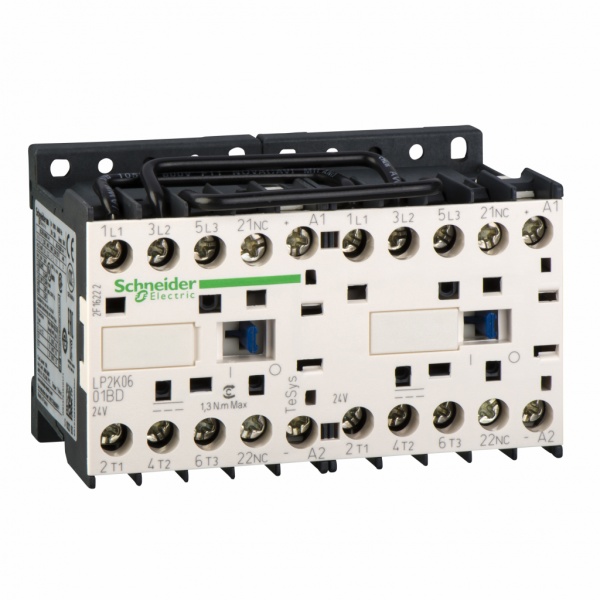 TeSys K - contacteur inverseur - inv 3p+o vis 24v dc - H58mmxL90mmxP57mm - IP2x - 3NO - application : commande moteur (AC-3) - type de bobine : CC standard - visuel 2