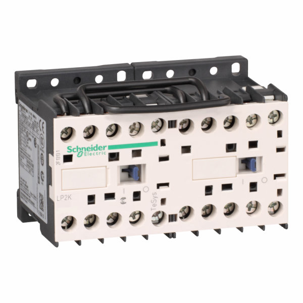 TeSys K - contacteur inverseur - inv 3p+o vis 24v dc - H58mmxL90mmxP57mm - IP2x - 3NO - application : commande moteur (AC-3) - type de bobine : CC standard - visuel 1