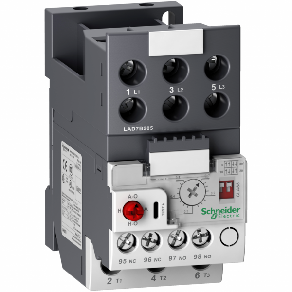 TeSys LRD - relais protection thermique - 3P - 0,1..0,5A - H72,5mmxL45mmxP79,9mm - IP20 - utilisation : protection moteur - zone de réglage protection ther. : 0,1…0,5A - accessoires associés : LC1D09, LC1D25, LC1D32, LC1D12, LC1D38, LC1D18 - visuel 1
