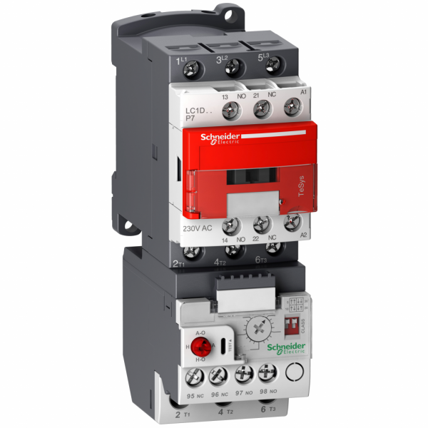 TeSys LRD - relais protection thermique - 3P - 0,1..0,5A - H72,5mmxL45mmxP79,9mm - IP20 - utilisation : protection moteur - zone de réglage protection ther. : 0,1…0,5A - accessoires associés : LC1D09, LC1D25, LC1D32, LC1D12, LC1D38, LC1D18 - visuel 4