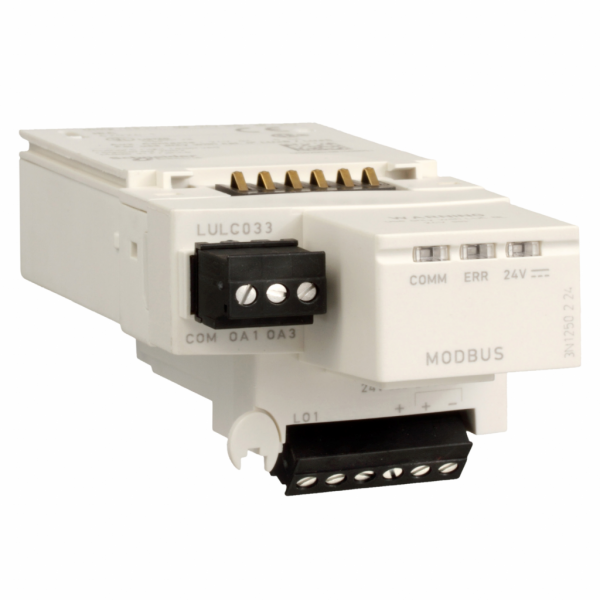 TeSys U - module de communication - 24Vcc - IP20 - accessoires associés : LUCM, LUCD, LUCA, LUCL, LUCB, LUCC - installation plug-in - borne RJ45 face avant - visuel 3