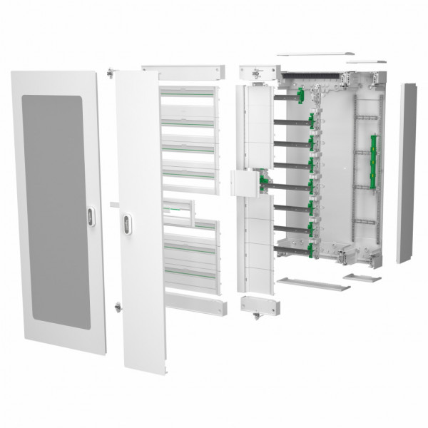PrismaSeT S - coffret saillie plastique & métal 6 rangées 24 modules avec gaine - Largeur: 820 mm | Profondeur: 191 mm | Hauteur : 1108 mm - RAL9003 - IP30 sans porte | IP 40 avec porte - IK 08 sans porte | IK09 avec porte - Classe 2 - visuel 1