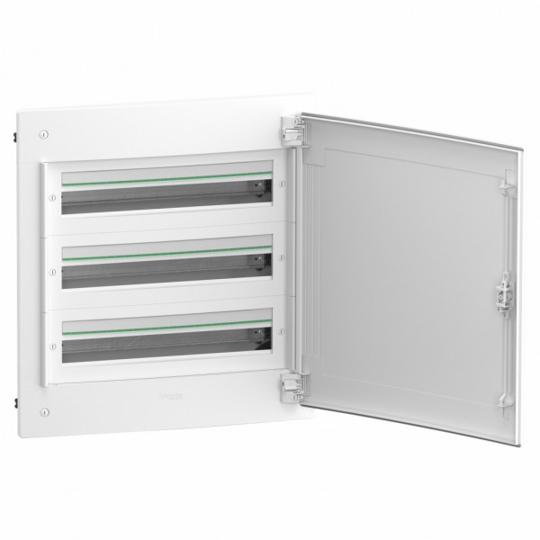 PrismaSeT XS - Coffret plastique saillie 3 rangées 24 modules - avec porte blanche métallique - Largeur: 570 mm | Profondeur: 95 mm | Hauteur : 630 mm - RAL9003 - IP 40 avec porte -  IK09 avec porte - Classe 2 - visuel 1