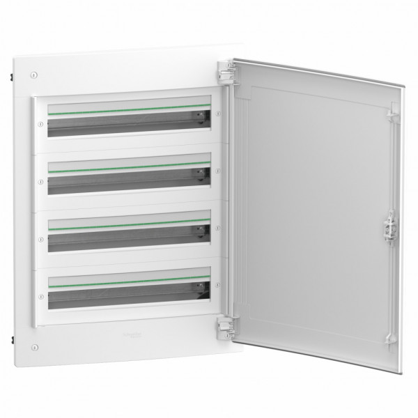 PrismaSeT XS - Coffret plastique saillie 4 rangées 24 modules - avec porte blanche métallique - Largeur: 570 mm | Profondeur: 95 mm | Hauteur : 780 mm - RAL9003 - IP 40 avec porte -  IK09 avec porte - Classe 2 - visuel 1