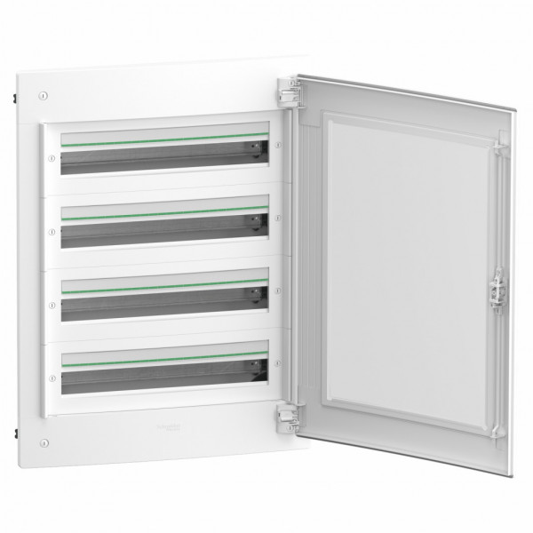 PrismaSeT XS - Coffret plastique saillie 4 rangées 24 modules - avec porte transparente - Largeur: 570 mm | Profondeur: 95 mm | Hauteur : 780 mm - RAL9003 - IP 40 avec porte -  IK09 avec porte - Classe 2 - visuel 2