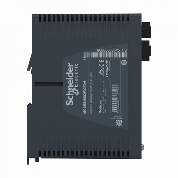 ConneXium - Ethernet - Modicon Switch administré - 8 ports cuivre - durci - H142,8mmxL73mmxP117,6mm - pour environnements sévères - Transparent Ready - connexion intégrée : RJ45 blindée câble cuivre - IP30 - visuel 3