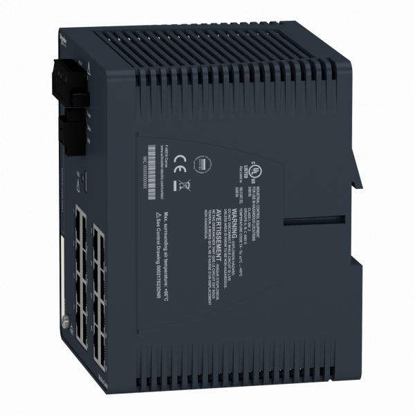 ConneXium - Ethernet - Modicon Switch managé - 16TX - 16 ports câble cuivre - H142,8mmxL108,8mmxP117,6mm - switchs cascade : illimités - connexion intégrée : RJ45 blindée - IP30 - visuel 4