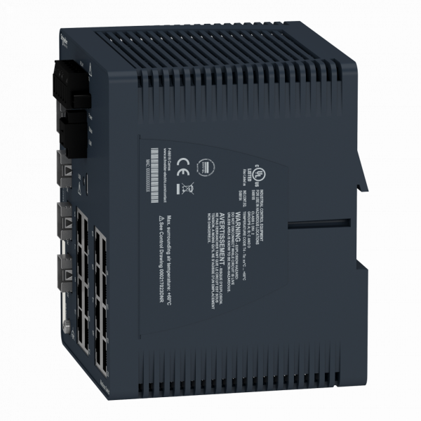 ConneXium - Ethernet - Modicon Switch managé - 16TX/4GE-SFP - 16 ports câble cuivre, 4 ports fibre optique - H142,8mmxL108,8mmxP117,6mm - switchs cascade : illimités - connex. intégrée : RJ45 blindée, Port SFP fibre optique (Gigab.) - IP30 - visuel 4