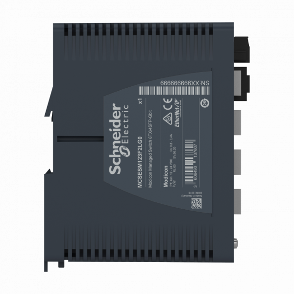 ConneXium - Ethernet - Modicon switch administré - managé - 8 ports cuivre et 4 ports cuivre/fibre via SFP - H142,8mmxL73mmxP117,6mm - switchs cascade : illimités - connex. intégrée : RJ45 blindée, Port SFP fibre optique (Gigab.) - IP30 - visuel 3