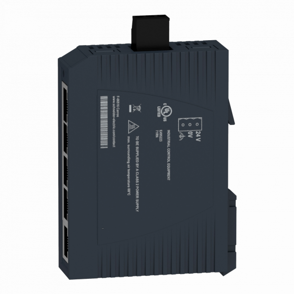 ConneXium - Ethernet - Modicon Switch non managé - 5TX - 5 ports câble cuivre - H102mmxL26mmxP79mm - switchs en cascade : illimités - connexion intégrée : RJ45 blindée - câble à paire blindée torsadée CAT 5E pour câble cuivre - IP30 - visuel 4