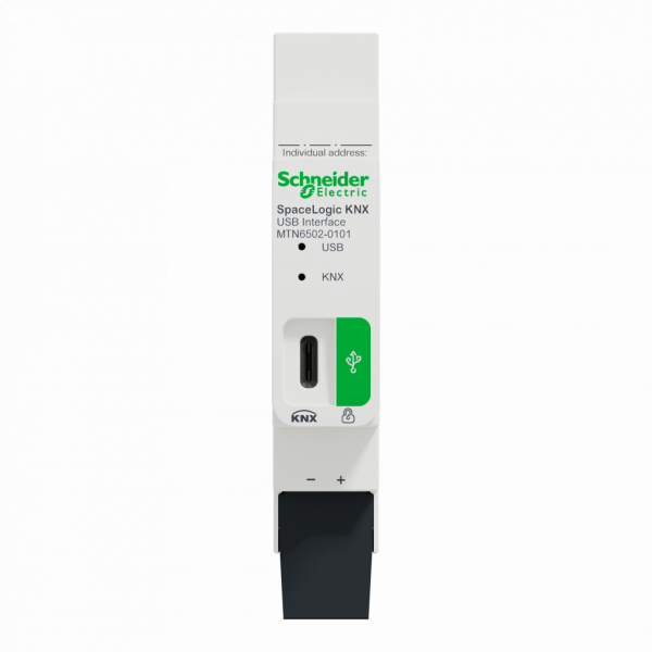 MTN6502-0101. SpaceLogic KNX - USB interface secure - rail Din - blanc (RAL 9003) - protocole de communication : KNX, KNX long frame, USB - connexion : USB type C - IP20 - prend en charge KNX sécurisé - visuel 1