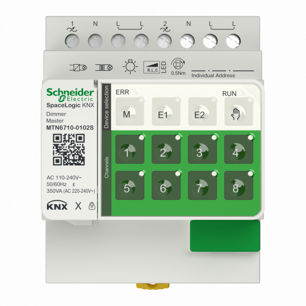 MTN6710-0102S. SpaceLogic KNX - variation - 2 sorties universelles - master - Secure -  actionneur de réglage de l'intensité - tension assignée : 230V - fréquence du réseau : 50/60 Hz - IP20 - visuel 1