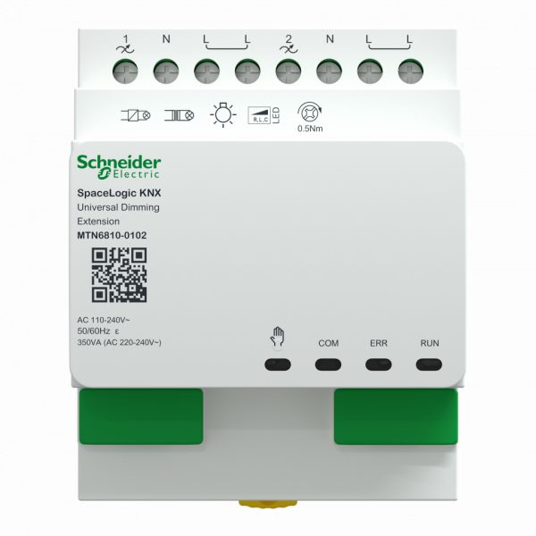 MTN6810-0102. SpaceLogic KNX - variation - 2 sorties universelles - extension - 230V - IP20 -fréquence du réseau : 50/60 Hz - 2 sorties - montage rail DIN - visuel 1