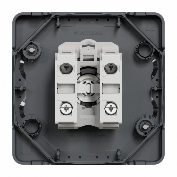 Mureva Styl - Interrupteur à clé 2 positions - composable - IP55 - IK08 - gris (RAL 7016) - H71mmxL71mmxP72mm - tension d'alimentation : 230 V CA 50/60 Hz - retrait de la clé position milieu - visuel 3