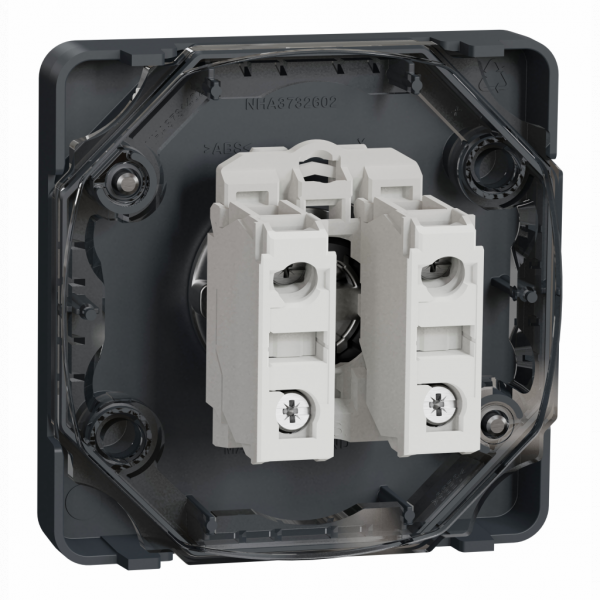Mureva Styl - Interrupteur à clé 2 positions - composable - IP55 - IK08 - gris (RAL 7016) - H71mmxL71mmxP72mm - tension d'alimentation : 230 V CA 50/60 Hz - retrait de la clé position milieu - visuel 4