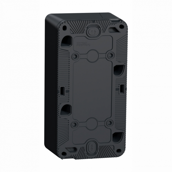 Mureva Styl - prise courant 2P+T+va et vient vertical - saillie - IP55 IK08 - gris (RAL 7016) - H147mmxL76mmxP64mm - tension assignée de service : 250V - matière : plastique, laiton - visuel 4