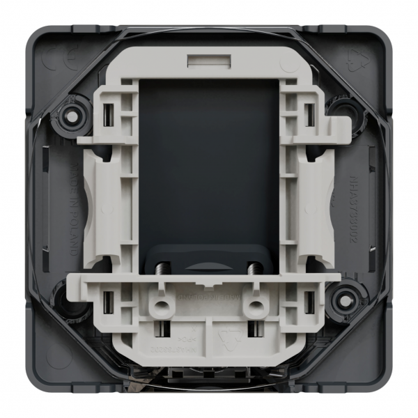 Mureva Styl - sortie de câble - composable - IP55 IK08 - connexion auto - gris - H45mmxL71mmxP71mm - 1 module - 3 câbles - utilisation : intérieur, extérieur - visuel 3