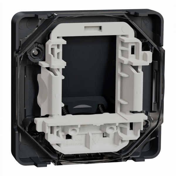 Mureva Styl - sortie de câble - composable - IP55 IK08 - connexion auto - gris - H45mmxL71mmxP71mm - 1 module - 3 câbles - utilisation : intérieur, extérieur - visuel 4