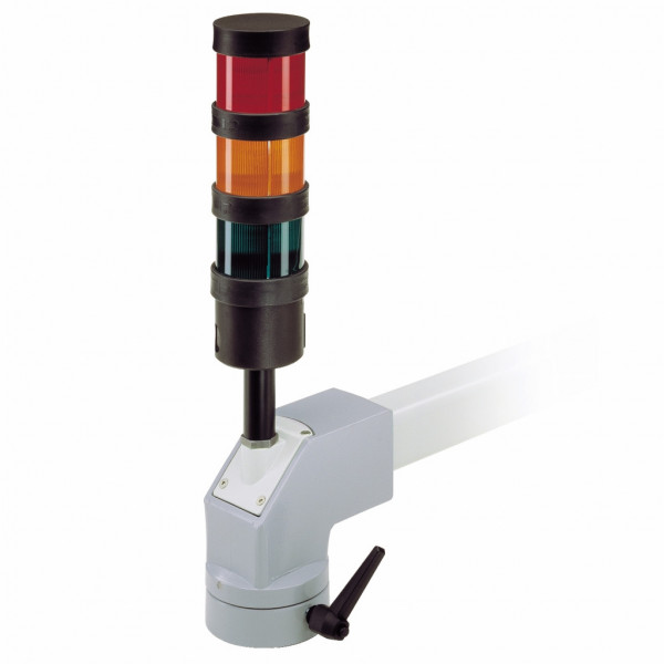 Spacial S3CM - adaptateur pour balise de signalisation | tube carré 50 mm- option de passage de câbles via l'intérieur - composition : adaptateur en aluminium gris RAL 7040 poudre époxy-polyester + écrou - Ø 14mm - visuel 3