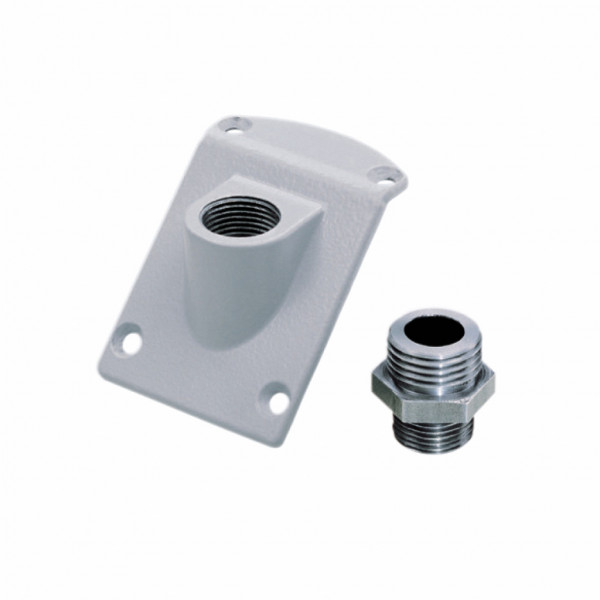Spacial S3CM - adaptateur pour balise de signalisation | tube carré 50 mm- option de passage de câbles via l'intérieur - composition : adaptateur en aluminium gris RAL 7040 poudre époxy-polyester + écrou - Ø 14mm - visuel 4