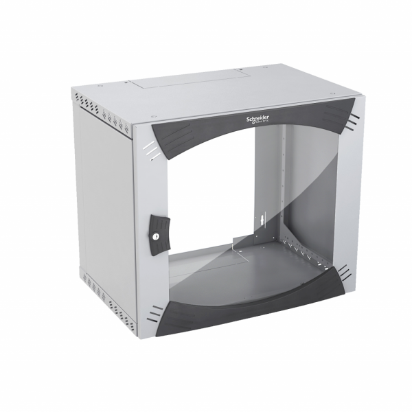 Actassi Coffret mural - OPB 21U L600mmxP600mm - châssis fixe 19P - porte vitrée - gris clair (RAL 7035) - application : câblage - visuel 3
