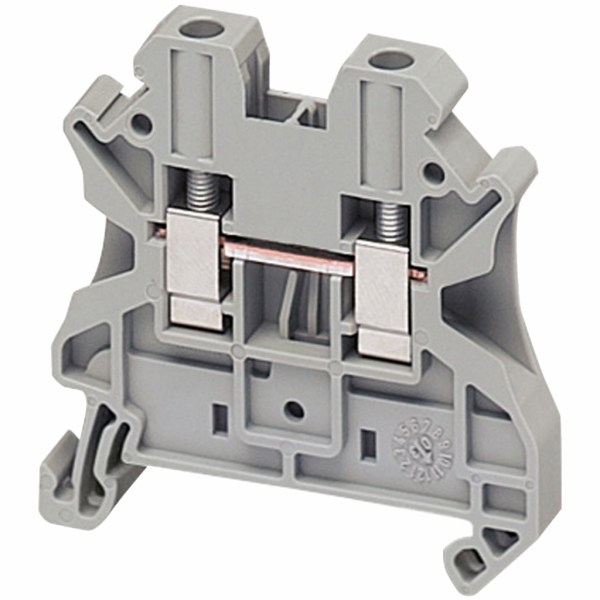Linergy TR - borne à vis - passant - 2 points - 4mm² - gris - longueur : 47,7mm - H47,5mmxL6,2mm - encliquetable - lot de 50 - visuel 1