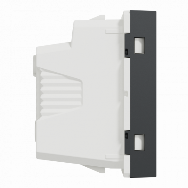 Unica - prise standard US - 15A - 2P+T - 2 modules - anthracite (RAL 7021) - méca seul - montage encastré - H45mmxL22,5mmxP33,5mm - IP21D - avec volet - réseau : CA - clipsable - visuel 4