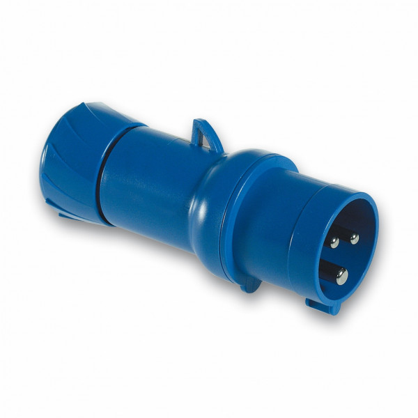 Mureva - fiche industrielle - basse tension - droit - 16A - 2P+T - 200...250 V - 50/60 Hz - IEC 60309-1 et 2 - connexion rapide - Diam. câbles : 8 à 15mm - IP44 - IK08 - 850°C - gris ( RAL 7035 ) - bleu - visuel 3