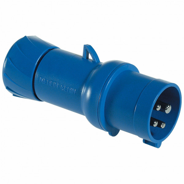 Mureva - fiche industrielle - basse tension - droit - 16A - 2P+T - 200...250 V - 50/60 Hz - IEC 60309-1 et 2 - connexion rapide - Diam. câbles : 8 à 15mm - IP44 - IK08 - 850°C - gris ( RAL 7035 ) - bleu - visuel 4